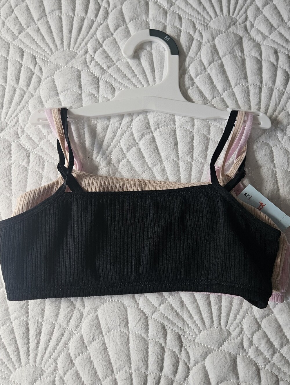 Cat & Jack Ribbed Bras– Pink, Tan & Black, 3 Pack